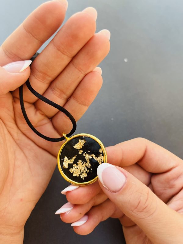 Black & Gold Shungite Pendant - Image 4