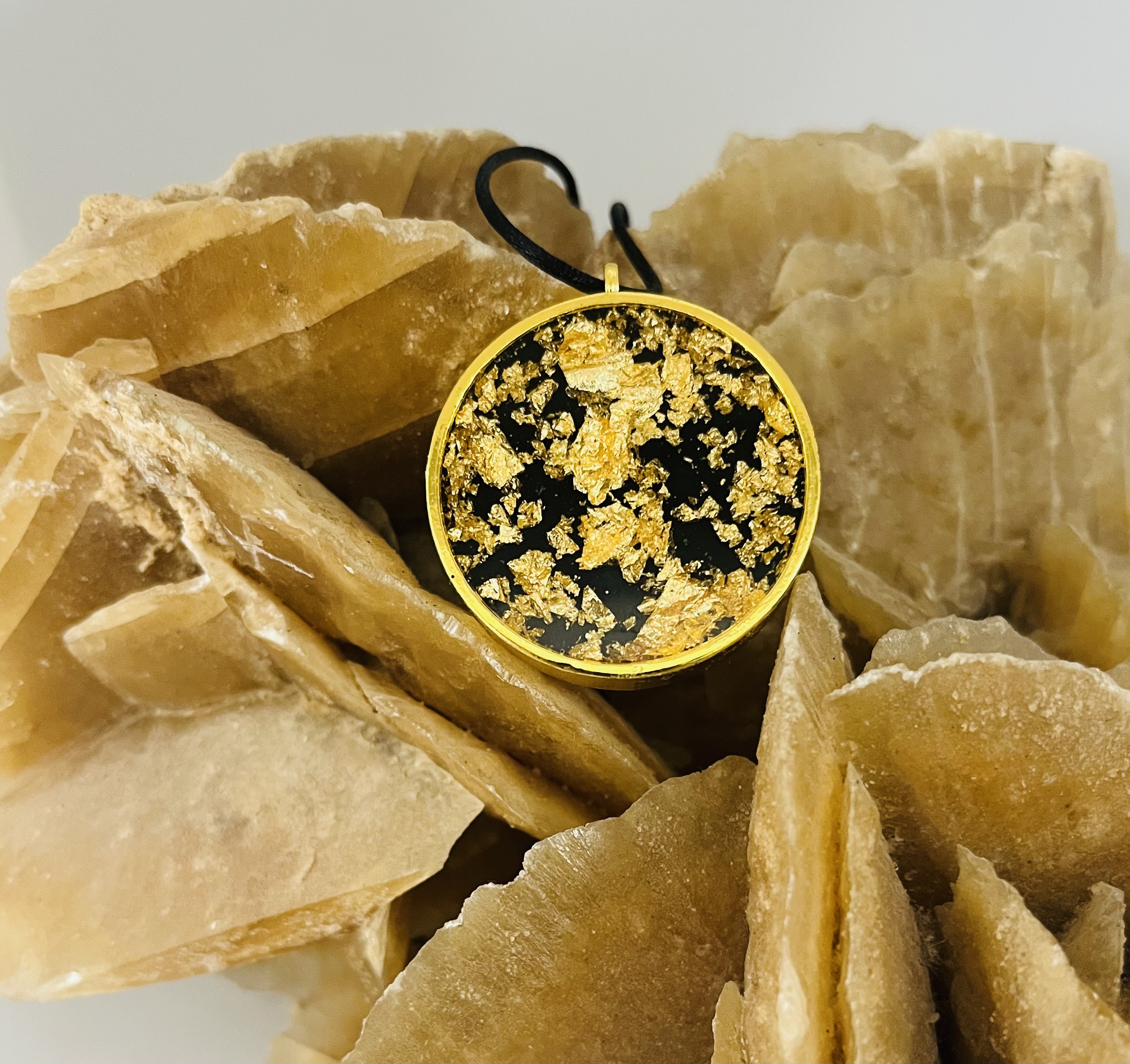 Black & Gold Shungite Pendant - Image 7