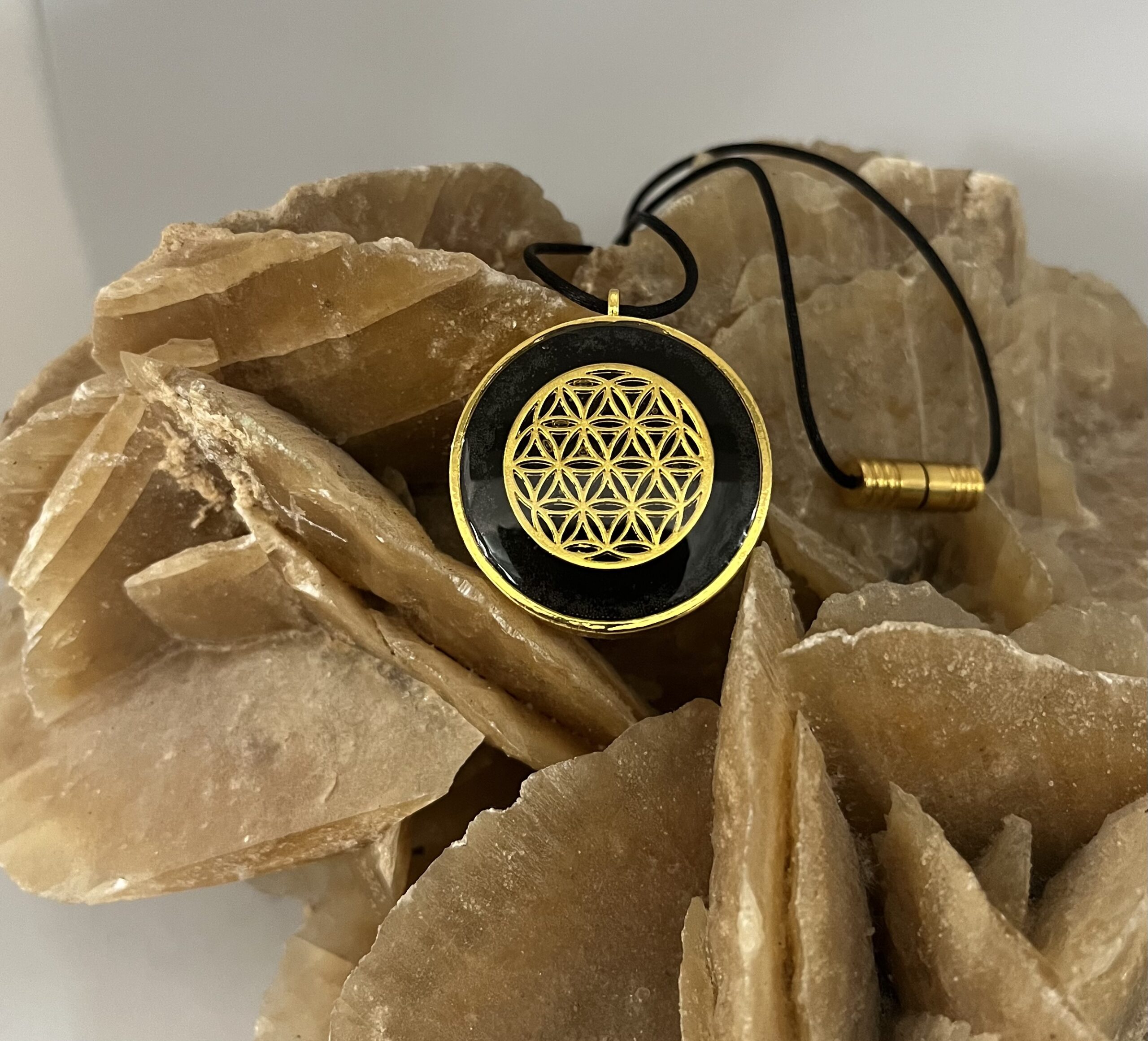 Black & Gold Shungite Pendant - Image 6